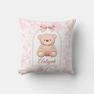 Aaliyah Custom Pink Teddy Bear Nursery Design Cushion