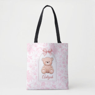Aaliyah Custom Pink Teddy Bear Nursery Design Tote Bag