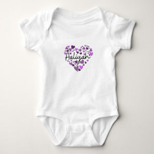 Aaliyah, purple hearts baby bodysuit