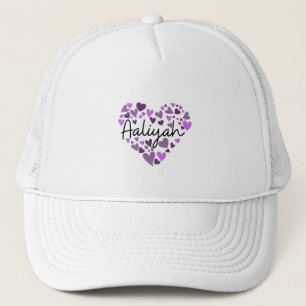 Aaliyah, purple hearts trucker hat