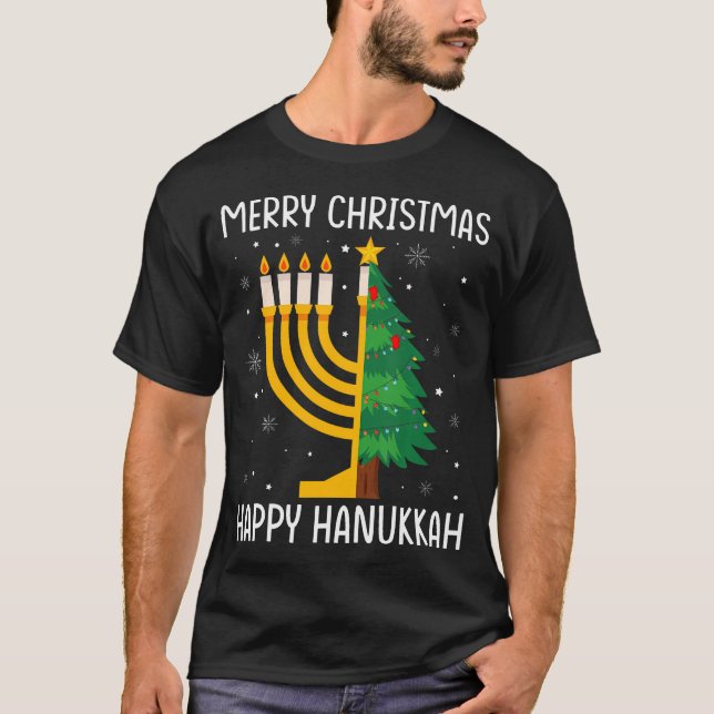 Aam Merry Chrismukkah Happy Hanukkah Christmas Tre T-Shirt (Front)