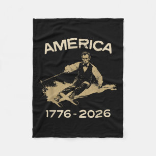 Aamerica 1776 2026 16th President Skiing President Fleece Blanket