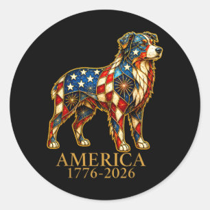 Aamerica 1776-2026 Australian Shepherd Patriotic Classic Round Sticker