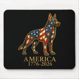 Aamerica 1776-2026 German Shepherd Patriotic Flag Mouse Pad