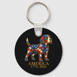 Aamerica 1776-2026 Patriotic Beagle Dog Usa 250 Key Ring