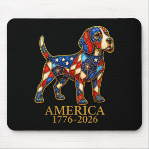 Aamerica 1776-2026 Patriotic Beagle Dog Usa 250 Mouse Pad