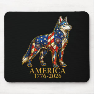 Aamerica 1776-2026 Patriotic Siberian Husky Dog Mouse Pad