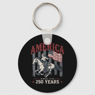 Aamerica 250 Years Cowgirl Riding Horse Flag 1776 Key Ring