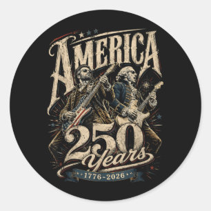 Aamerica 250 Years Lincoln Washington Retro Rocker Classic Round Sticker