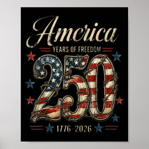 Aamerica 250 Years Of Dom Barbed Wire Flag 1776 Poster