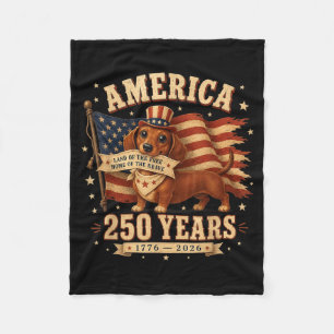 Aamerica 250 Years Patriotic Usa Dachshund Dog Mum Fleece Blanket