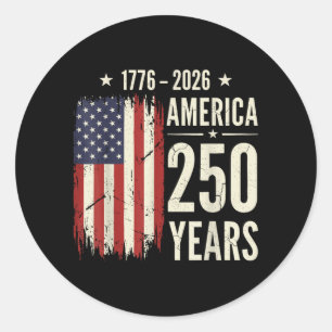 Aamerica 250th Anniversary 1776 2026 Usa Flag Dom Classic Round Sticker