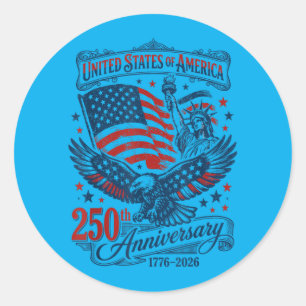 Aamerica 250th Anniversary Bald Eagle Aamerican Classic Round Sticker