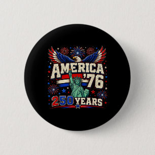 Aamerica 76 Retro 250 Years 1776 2026 Eagle 250th 6 Cm Round Badge