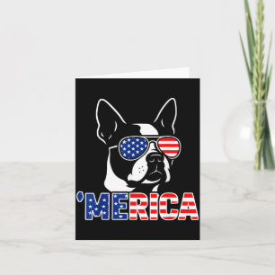 Aamerica Boston Terrier Patriotic 4th Of July Dog Card