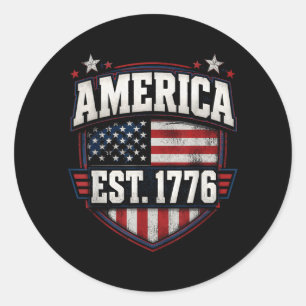 Aamerica Est 1776 Patriotic Aamerica Flag Heritage Classic Round Sticker