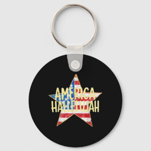 Aamerica Hallelujah Star Flag Christian Patriotic Key Ring