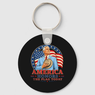 Aamerica Honours The Flag Today Patriotic Design Key Ring