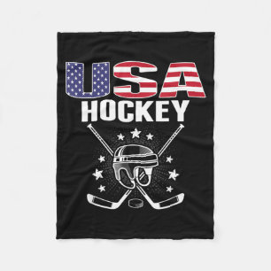 Aamerica Ice Hockey Fans Jersey Usa Flag Support Fleece Blanket