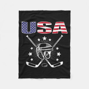 Aamerica Ice Hockey Lovers Jersey - Usa Flag Fleece Blanket