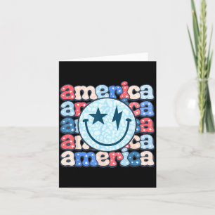 Aamerica Smile Face Groovy Patriotic 4th Of July Card