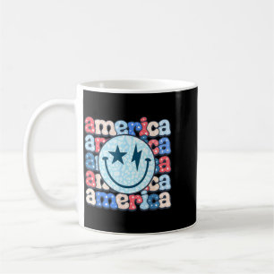 Aamerica Smile Face Groovy Patriotic 4th Of July Coffee Mug