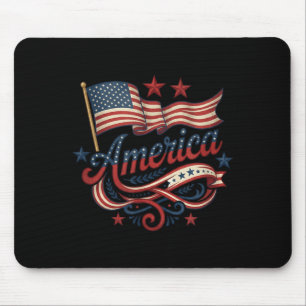 Aamerica Usa Flag Patriotic 4th July Mens Womens Mouse Pad