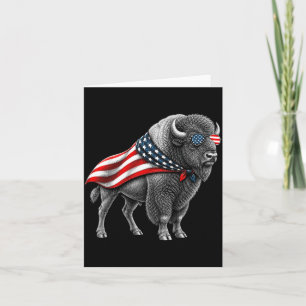 Aamerican Bison Buffalo 4th Of July Flag Patriotic Card