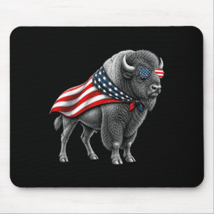 Aamerican Bison Buffalo 4th Of July Flag Patriotic Mouse Pad