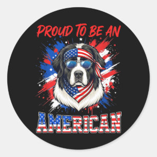 Aamerican Costume Proud 4th Of July Flag Landseer Classic Round Sticker