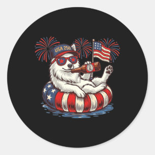 Aamerican Eskimo Dog 250th Aamerica Patriotic Usa Classic Round Sticker
