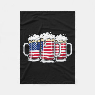 Aamerican Flag Beer Mugs Patriotic Usa July 4th Fleece Blanket