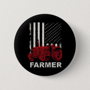 Aamerican Flag Farm Tractors Vintage Patriotic 6 Cm Round Badge