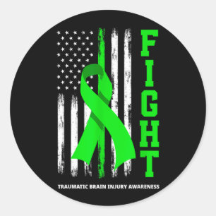 Aamerican Flag Fight Traumatic Brain Injury Classic Round Sticker