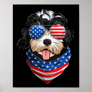Aamerican Flag Golden Doodle Shirts Fourth Of July Poster