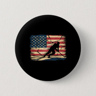 Aamerican Flag Hockey 6 Cm Round Badge