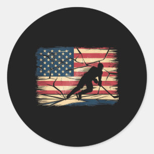 Aamerican Flag Hockey Classic Round Sticker