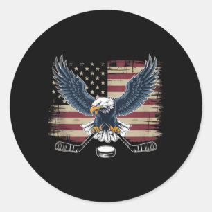 Aamerican Flag Hockey Classic Round Sticker