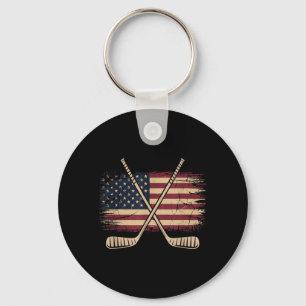 Aamerican Flag Hockey Key Ring