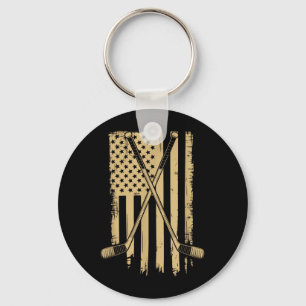 Aamerican Flag Hockey Key Ring