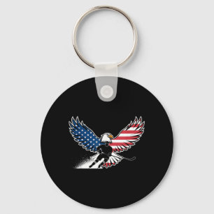 Aamerican Flag Hockey Key Ring
