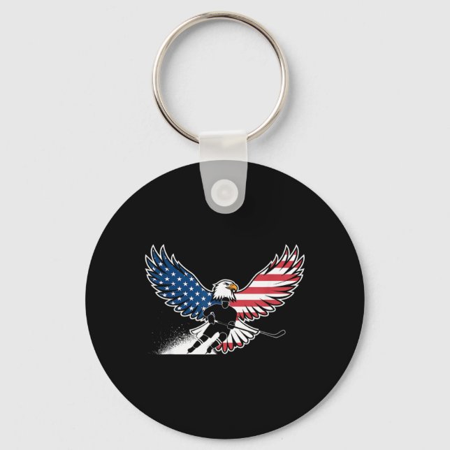 Aamerican Flag Hockey Key Ring (Front)