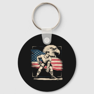 Aamerican Flag Hockey Key Ring