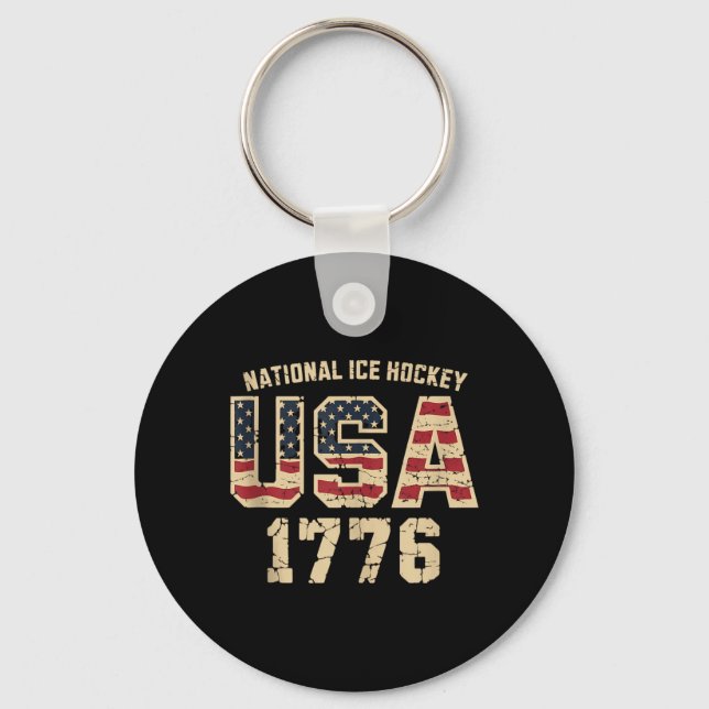 Aamerican Flag Hockey Key Ring (Front)