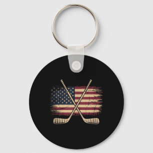 Aamerican Flag Hockey Key Ring