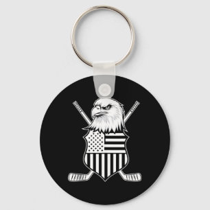 Aamerican Flag Hockey Key Ring