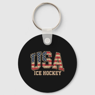 Aamerican Flag Hockey Key Ring