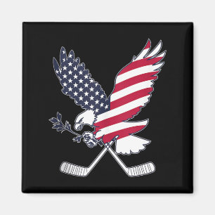 Aamerican Flag Hockey Magnet