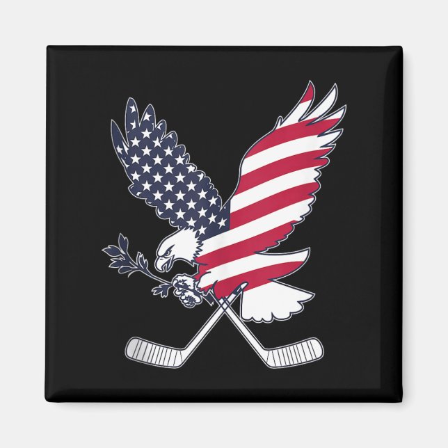 Aamerican Flag Hockey Magnet (Front)