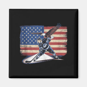 Aamerican Flag Hockey Magnet